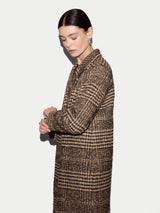 Italian Wool Check City Coat | Brown