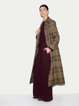 Italian Wool Check City Coat | Brown