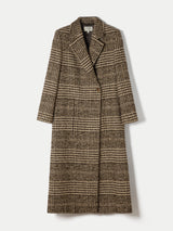 Italian Wool Check City Coat | Brown
