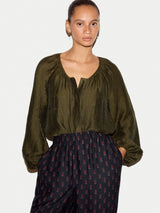 Textured Long Sleeve Top | Olive