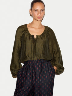 Textured Long Sleeve Top | Olive