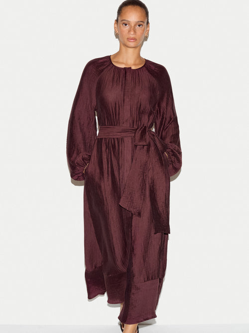 Textured Long Sleeve Dress | Burgundy