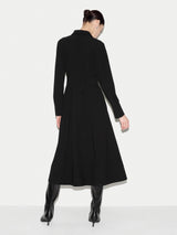 Crepe Belted Shirt Dress | Black