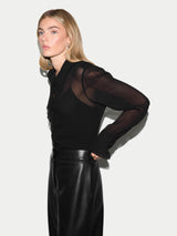 Georgette Frill Blouse | Black