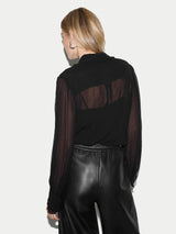 Georgette Frill Blouse | Black