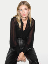 Georgette Frill Blouse | Black