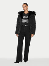 Hooded Faux Fur Short Puffer | Black