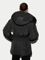 Hooded Faux Fur Short Puffer | Black