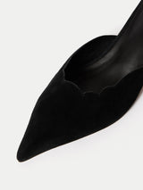 Suede Kitten Heel Mule | Black