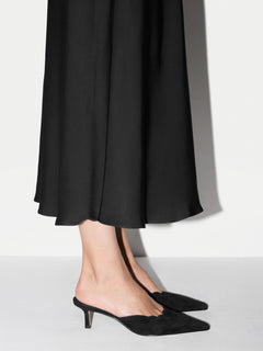 Suede Kitten Heel Mule | Black