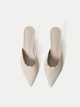 Suede Kitten Heel Mule | Cream