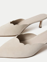 Suede Kitten Heel Mule | Cream