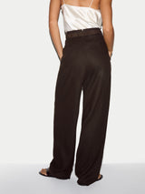 Linen Structured Pleat Trouser | Brown