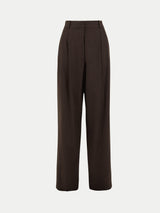 Linen Structured Pleat Trouser | Brown