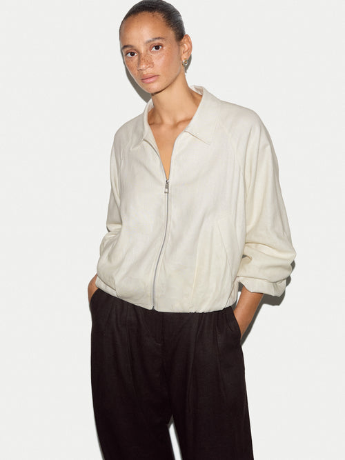Linen Bomber Jacket | Cream