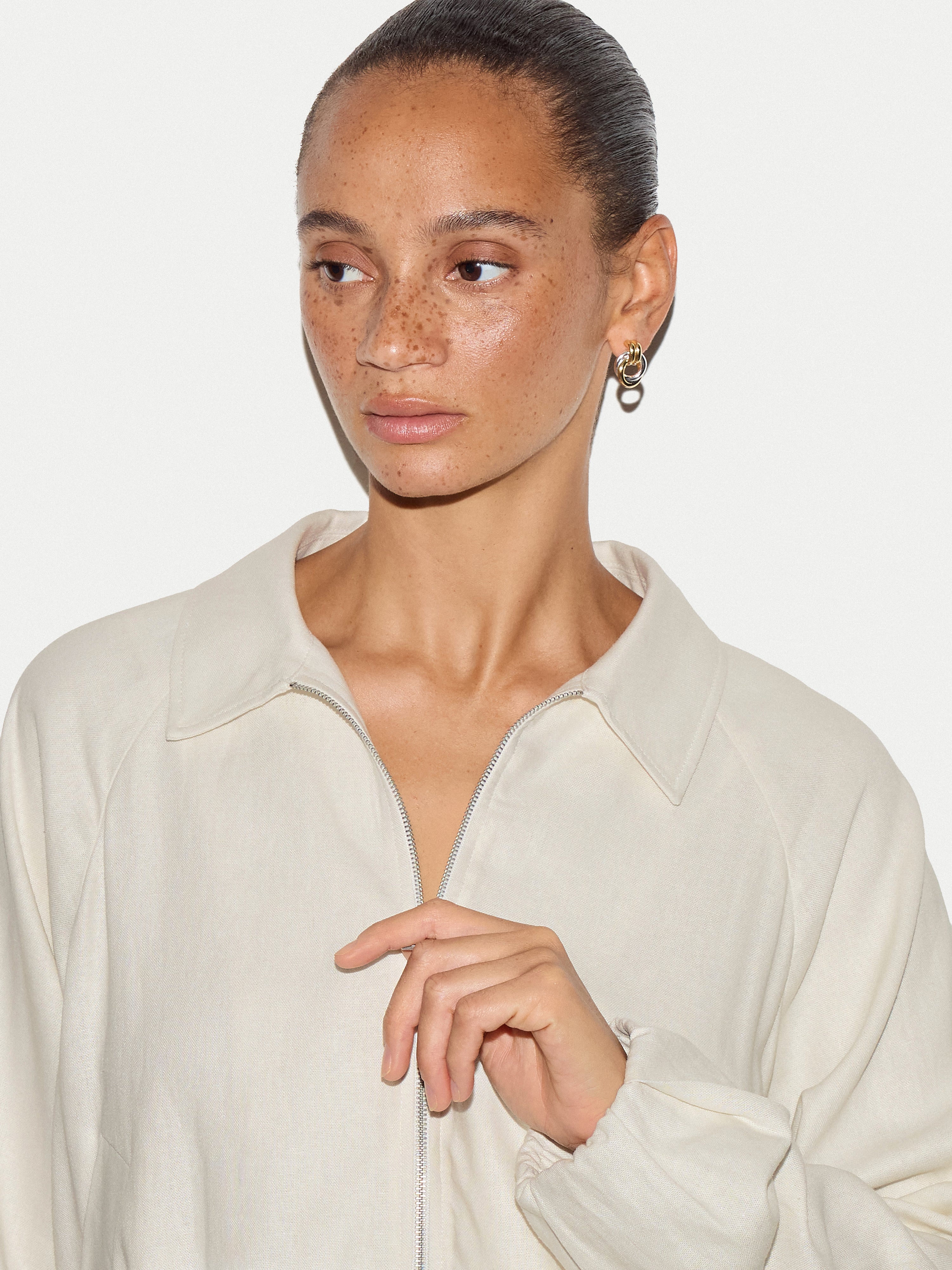 Linen Bomber Jacket | Cream – Jigsaw