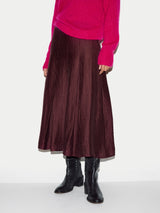 Textured Midi Pleated Skirt | Burgundy