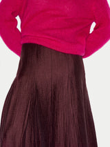 Textured Midi Pleated Skirt | Burgundy