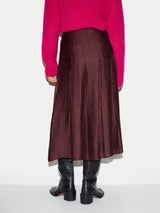 Textured Midi Pleated Skirt | Burgundy