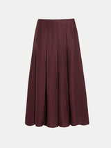 Textured Midi Pleated Skirt | Burgundy