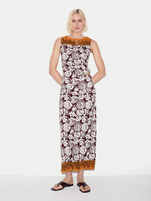 Batik Jersey Midi Skirt | Burgundy