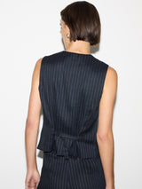 Linen Blend Pinstripe Tailored Waistcoat | Navy