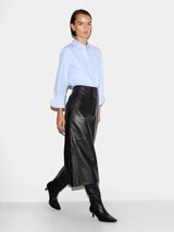 Nappa Leather Maxi Split Skirt | Black