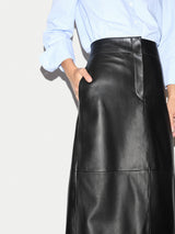 Nappa Leather Maxi Split Skirt | Black