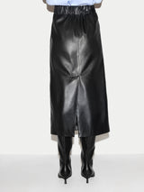 Nappa Leather Maxi Split Skirt | Black
