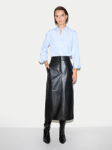 Nappa Leather Maxi Split Skirt | Black