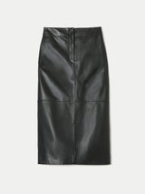 Nappa Leather Maxi Split Skirt | Black
