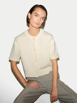 Short Sleeve Cardigan Top | White