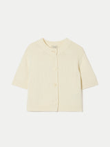 Short Sleeve Cardigan Top | White
