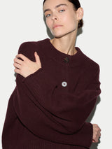 Wool Cashmere Chunky Cardigan | Burgundy