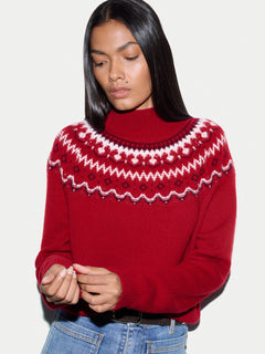 Fairisle Cashmere Blend Jumper | Red