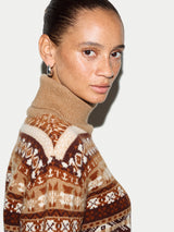 Funnel Neck Fairisle Jumper | Brown