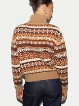 Funnel Neck Fairisle Jumper | Brown
