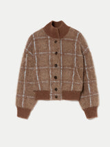 Knitted Funnel Neck Bomber | Brown