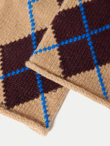 Wool Cashmere Argyle Mitten | Camel