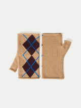 Wool Cashmere Argyle Mitten | Camel