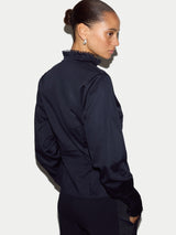 Slim Stand Collar Shirt | Navy