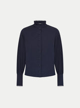 Slim Stand Collar Shirt | Navy