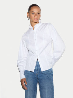 Slim Stand Collar Shirt | White