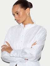 Slim Stand Collar Shirt | White