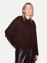 Wool Double Faced Cropped Coat | Brown