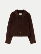 Wool Double Faced Cropped Coat | Brown