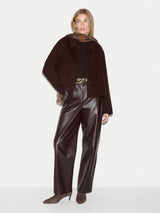 Wool Double Faced Cropped Coat | Brown