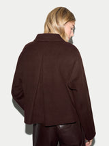 Wool Double Faced Cropped Coat | Brown