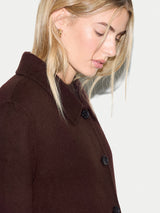 Wool Double Faced Cropped Coat | Brown