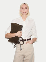 Trafalgar Suede Shoulder Bag | Khaki